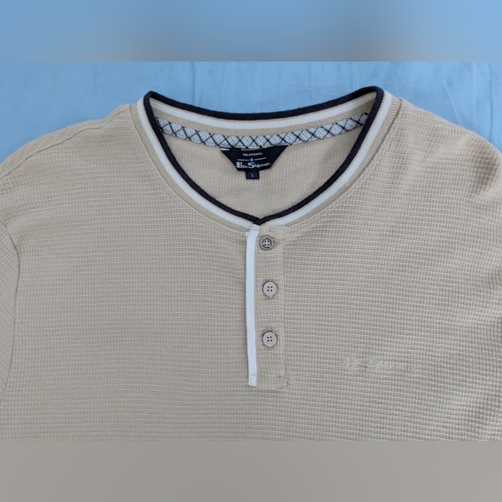 Ben Sherman Solid Waffle-Knit Henley Shirt - Long Sleeve